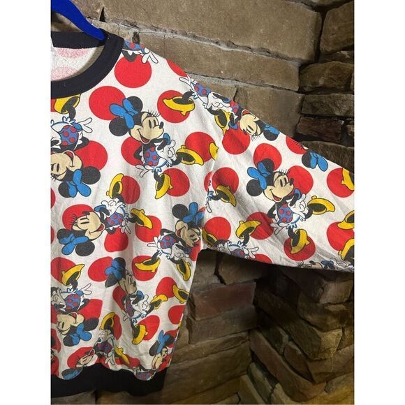 Vintage 1990s Minnie Mouse AOP Sweatshirt Crewneck Unisex cute RARE - Picture 2 of 10